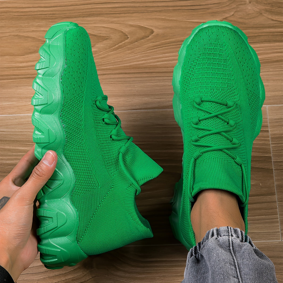 Giày Sneaker Nam Thể Thao Họa Tiết Hình Học Thoáng Khí