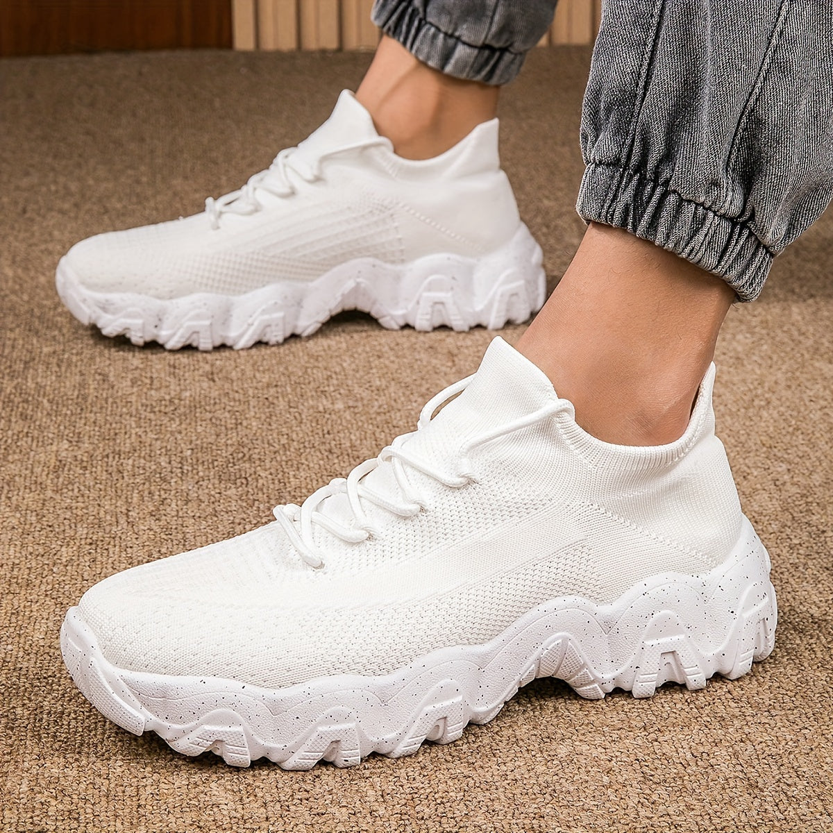 Giày Sneaker Nam Thể Thao Họa Tiết Hình Học Thoáng Khí