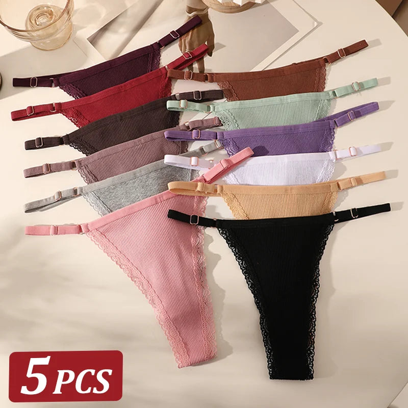 5條性感純棉女裝內衣套裝，含腰帶