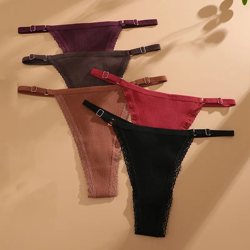 5條性感純棉女裝內衣套裝，含腰帶