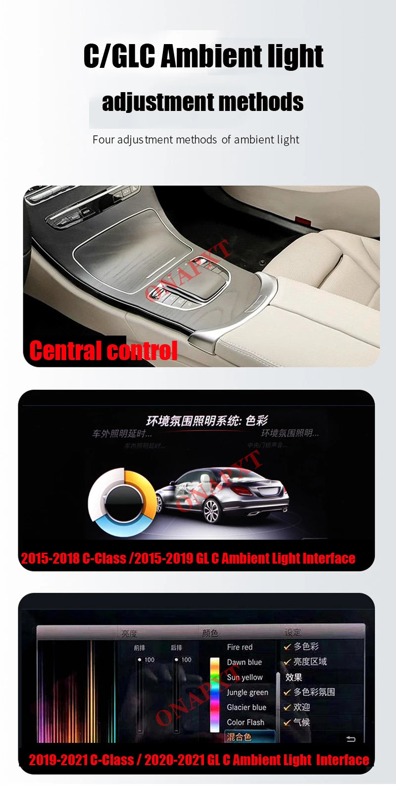 Dải Đèn LED Neon 64 Màu Cửa Gió Mercedes C/GLC - Daisan Mart