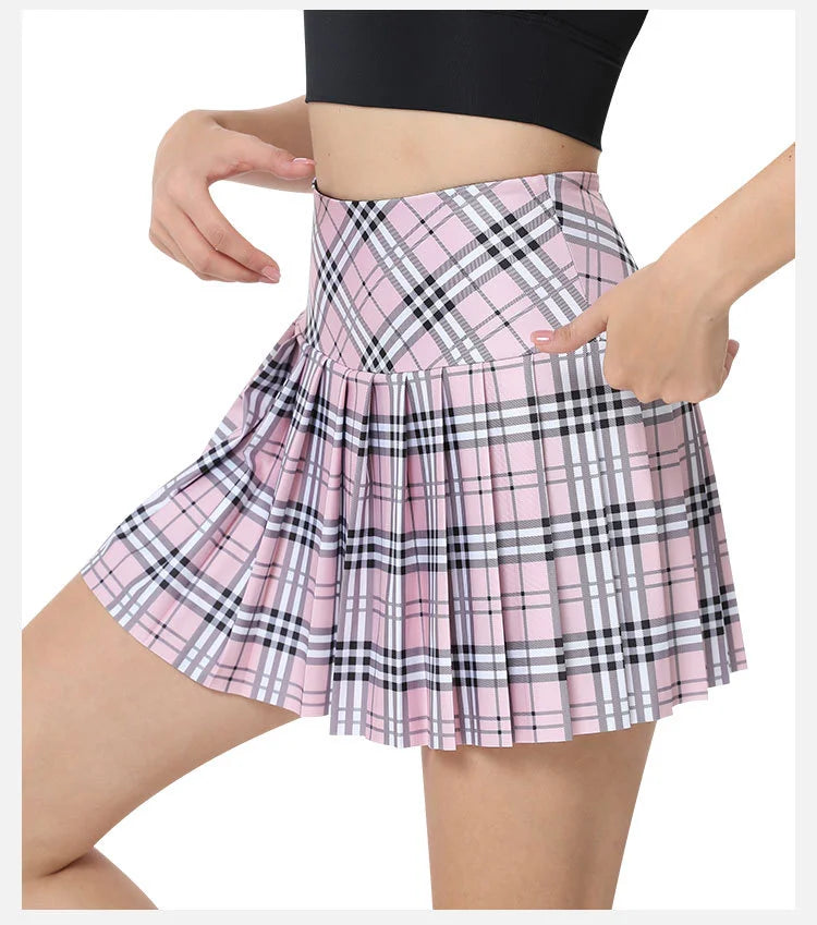 Nadanbao Plaid Tennis Dress Women Pleated Mini Skater Skirts High Waist Plaid Short Skirt Women's Summer New College Style - Daisan Mart