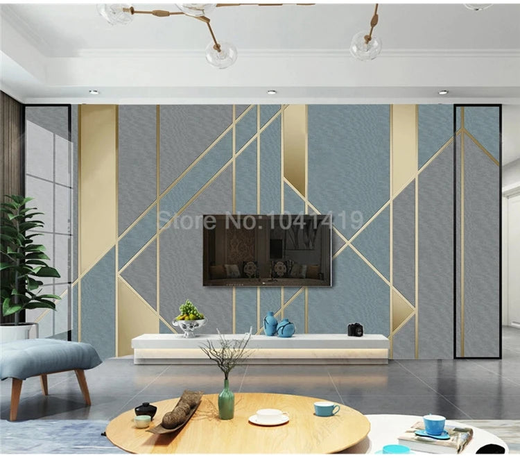 Custom 3D Wall Mural Modern Simple Geometric Line Photo Wallpaper Living Room TV Sofa Bedroom Wall Painting Papel De Parede 3 D