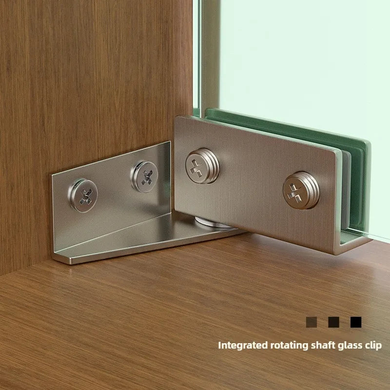 Bản Lề Kính Không Khoan, Inox Gắn Cạnh Tủ 2 Cái - Daisan Mart