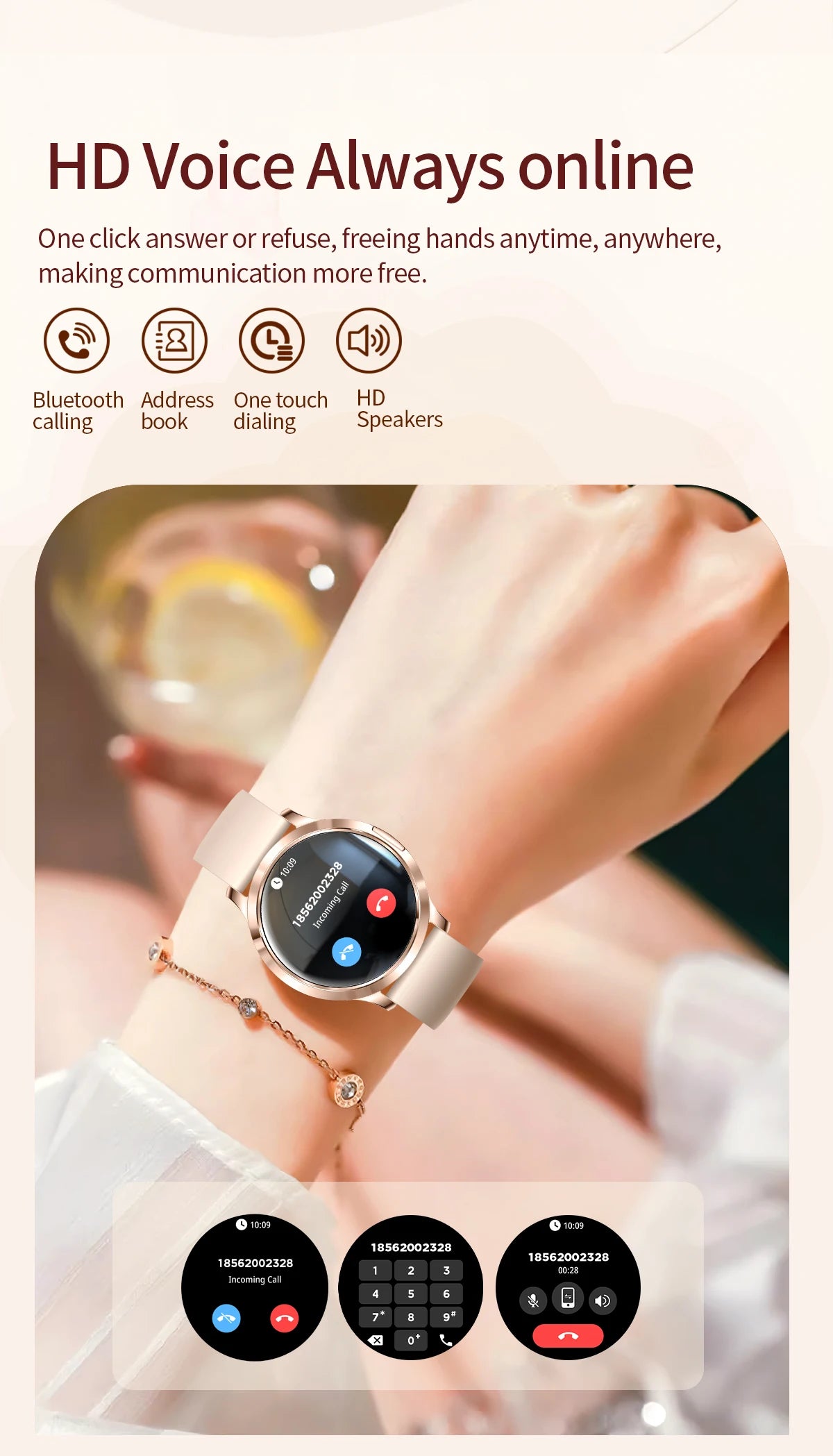 Đồng Hồ Thông Minh Nữ 2025 Màn AMOLED Chống Nước IP68 - Daisan Mart