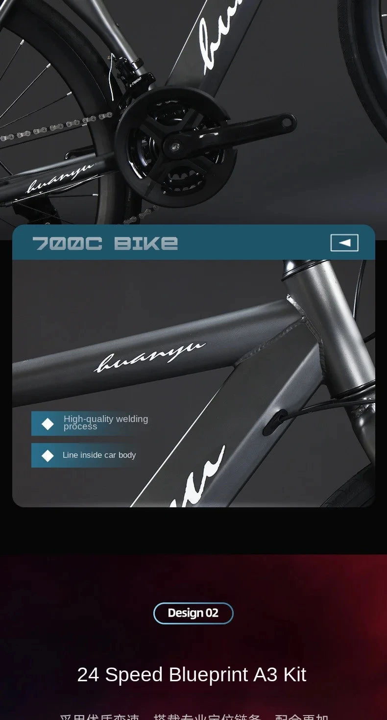 700C*40MM road bicycle hand-changing 24 speed Road Racing Bike disc brake gravel bicicleta Wind Shock Absorber Bikes male adult - Daisan Mart