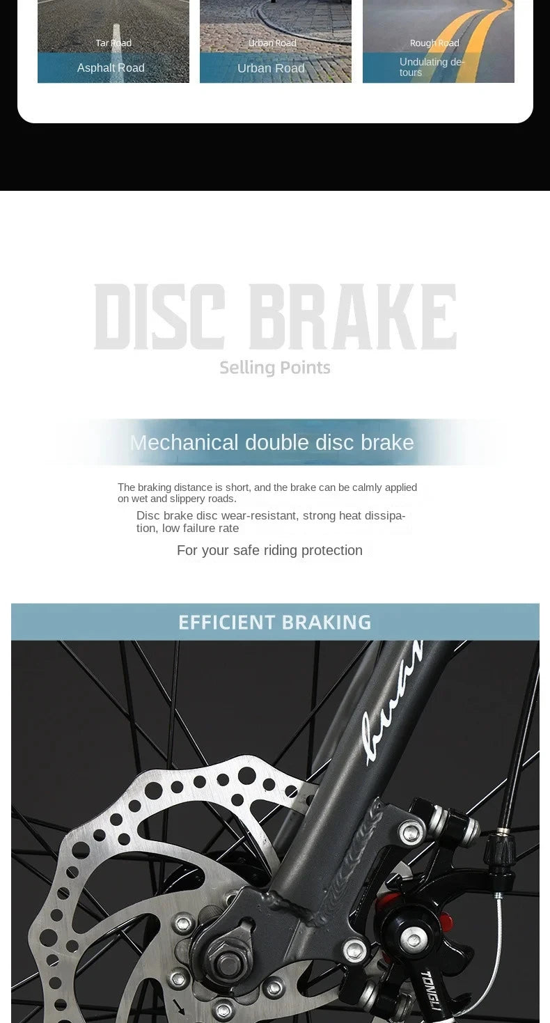 700C*40MM road bicycle hand-changing 24 speed Road Racing Bike disc brake gravel bicicleta Wind Shock Absorber Bikes male adult - Daisan Mart