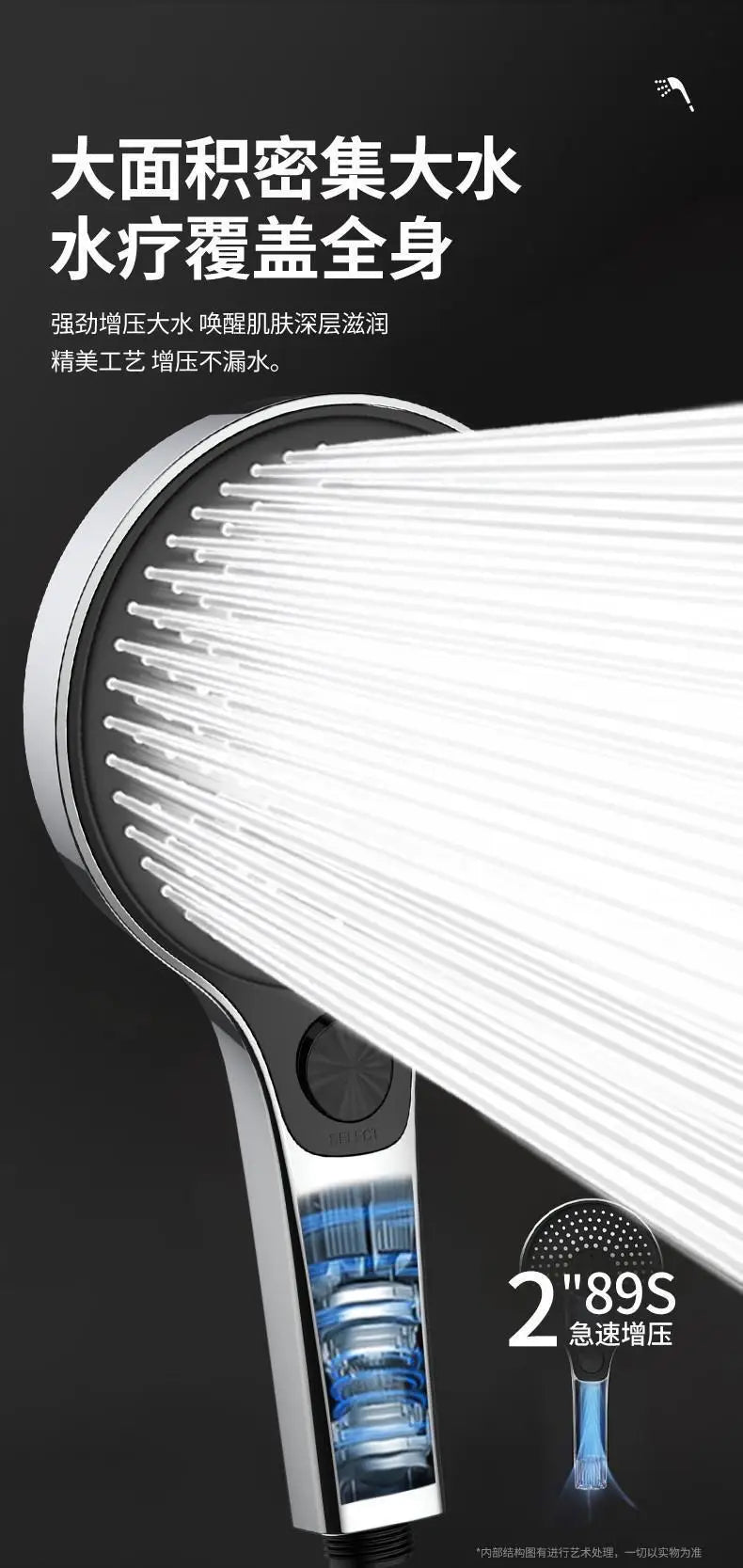 New Big 135mm High Pressure Shower Head Black 3 Modes Water Saving Spray Nozzle Massage Rainfall Shower Bathroom Accessories - Daisan Mart