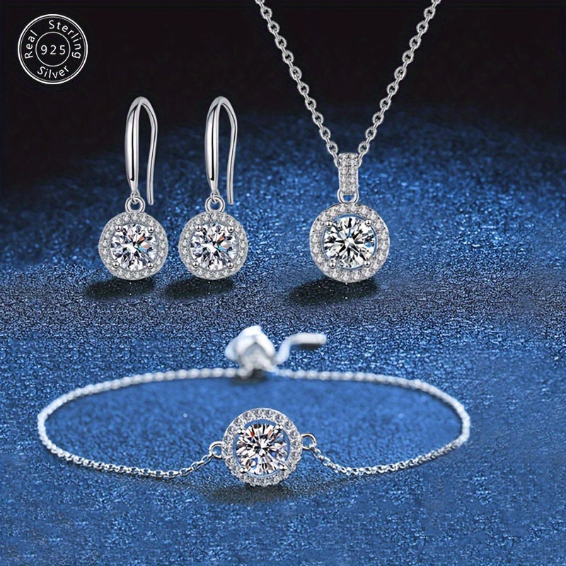 Bộ Trang Sức Bạc 925 Cao Cấp Đính Đá Zircon 4 Món - Daisan Mart