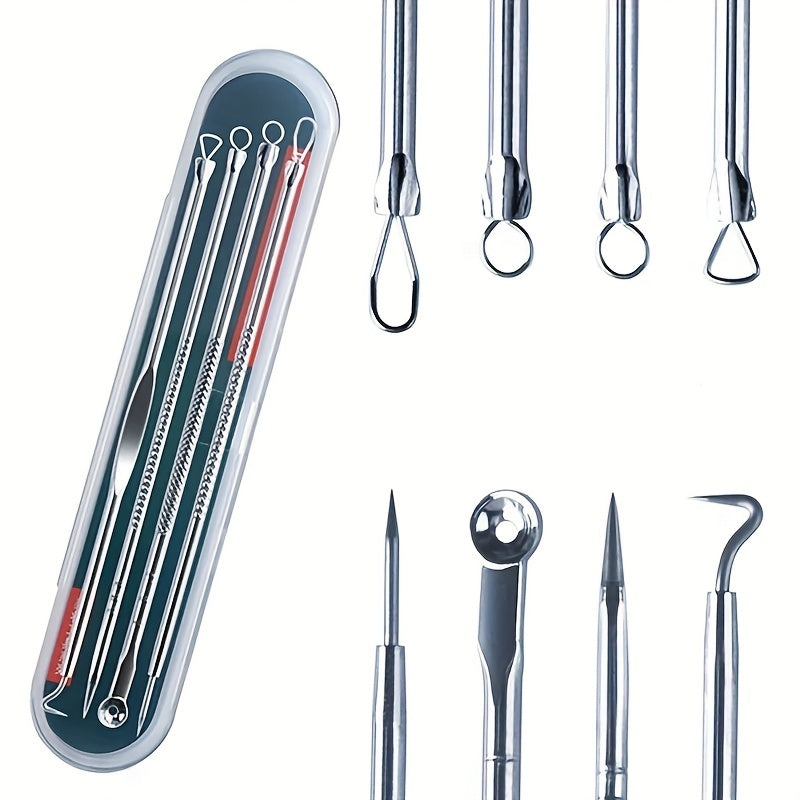 [Blackhead Remover] 4pcs/set Blackhead Needle | Black Spot Pimple Blemish Remover Light Beige Care Women Beauty Pore Cleanser Needle Hook - Daisan Mart