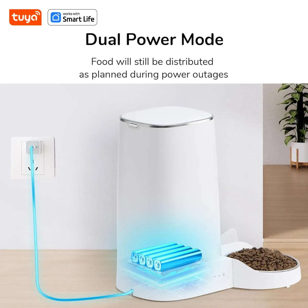 4公升自動寵物餵食器，適用於1-2隻貓，WiFi智慧自動餵食器，適用於貓狗，可透過APP控制定時餵食。
