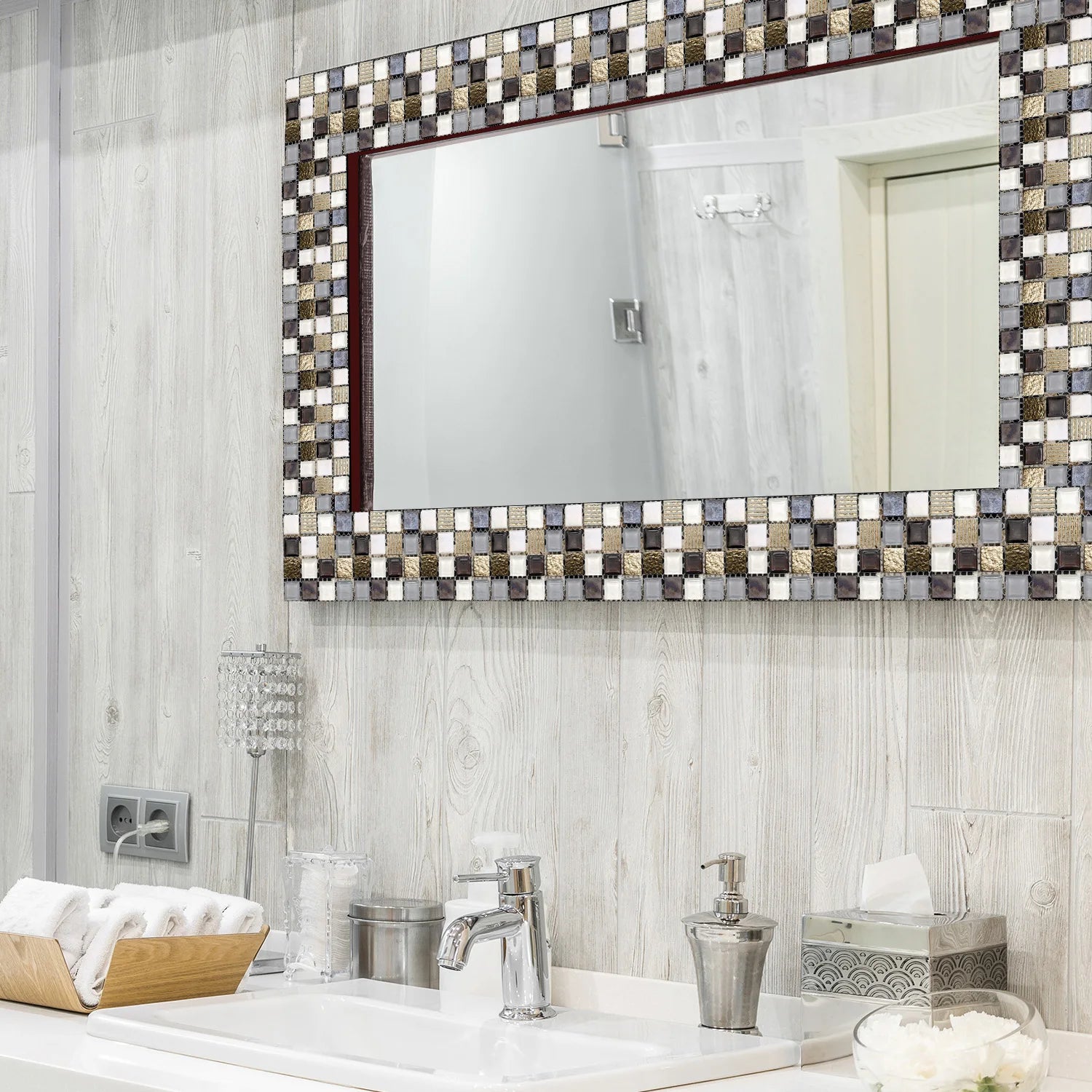 10 Miếng Dán Gạch Mosaic Đá Cẩm Thạch Chống Nước - Daisan Mart