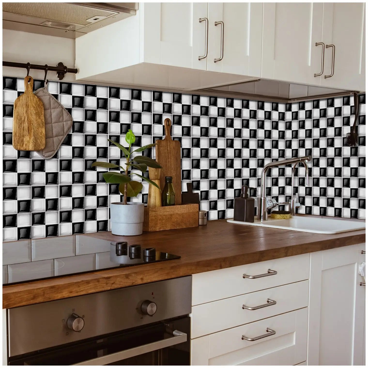 10 Miếng Dán Gạch Mosaic Đá Cẩm Thạch Chống Nước - Daisan Mart