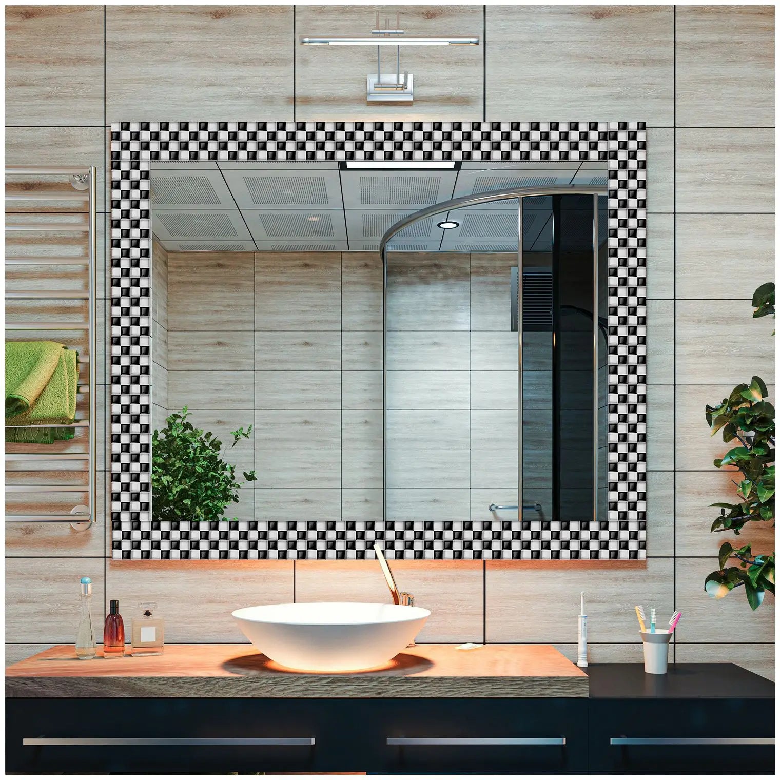 10 Miếng Dán Gạch Mosaic Đá Cẩm Thạch Chống Nước - Daisan Mart