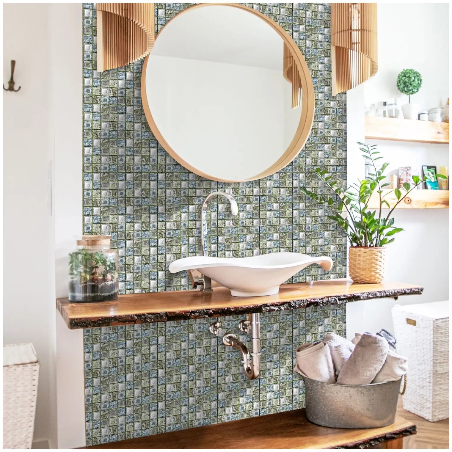 10 Miếng Dán Gạch Mosaic Đá Cẩm Thạch Chống Nước - Daisan Mart