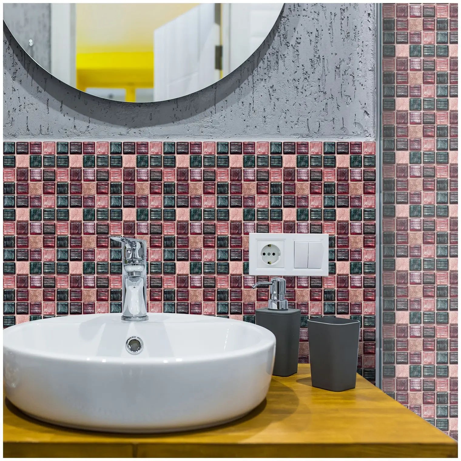 10 Miếng Dán Gạch Mosaic Đá Cẩm Thạch Chống Nước - Daisan Mart