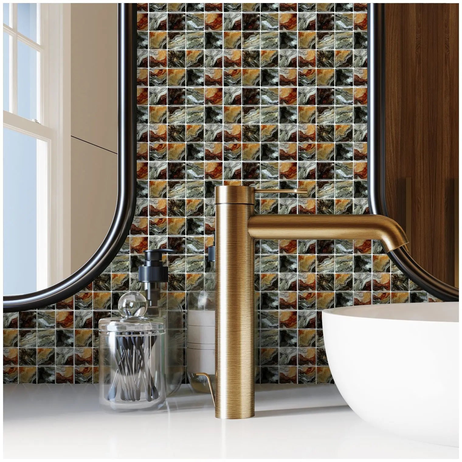 10 Miếng Dán Gạch Mosaic Đá Cẩm Thạch Chống Nước - Daisan Mart