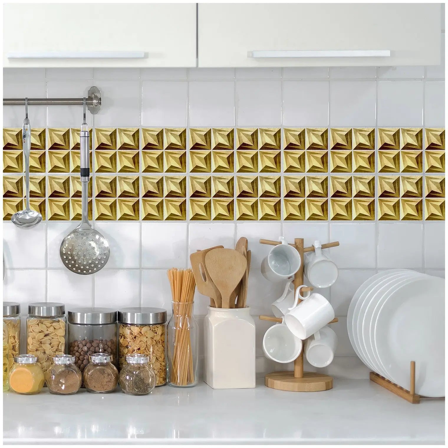 10 Miếng Dán Gạch Mosaic Đá Cẩm Thạch Chống Nước - Daisan Mart