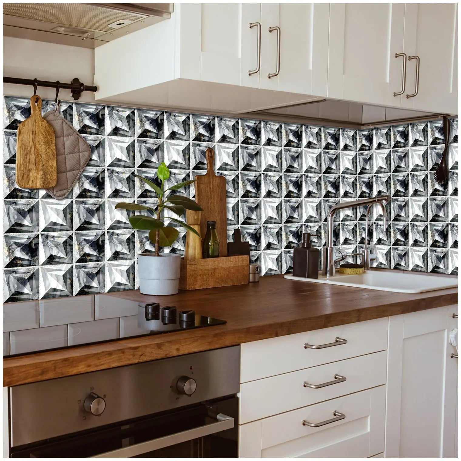 10 Miếng Dán Gạch Mosaic Đá Cẩm Thạch Chống Nước - Daisan Mart