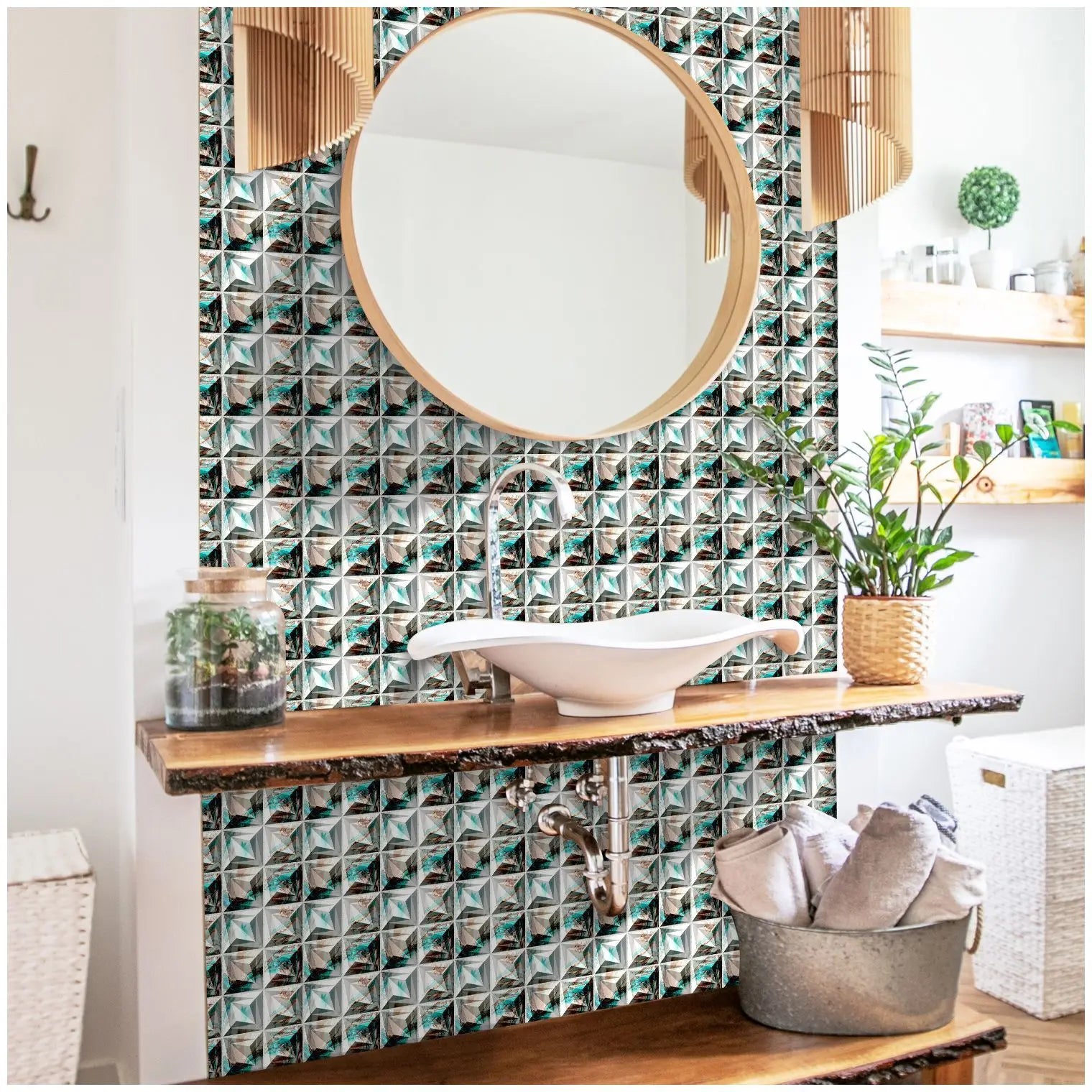 10 Miếng Dán Gạch Mosaic Đá Cẩm Thạch Chống Nước - Daisan Mart