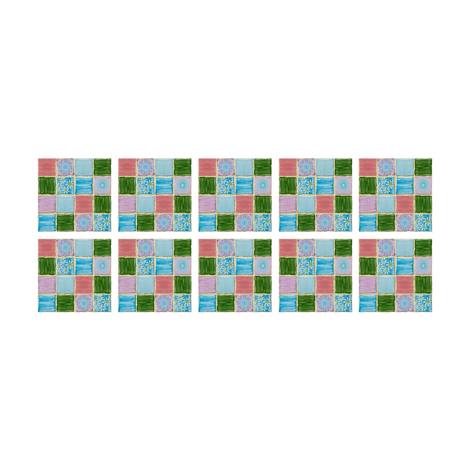 10 Miếng Dán Gạch Mosaic Đá Cẩm Thạch Chống Nước - Daisan Mart
