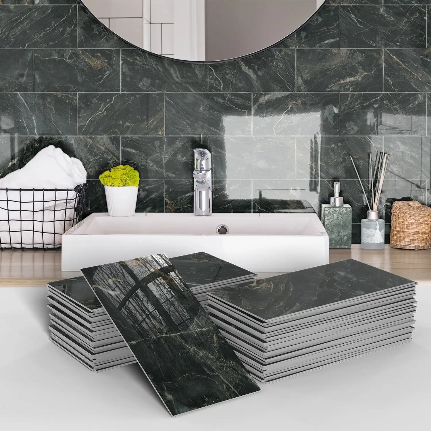 Bộ Decal Gạch Đá 3D Chống Nước - Nhà Bếp & Phòng Tắm - Daisan Mart