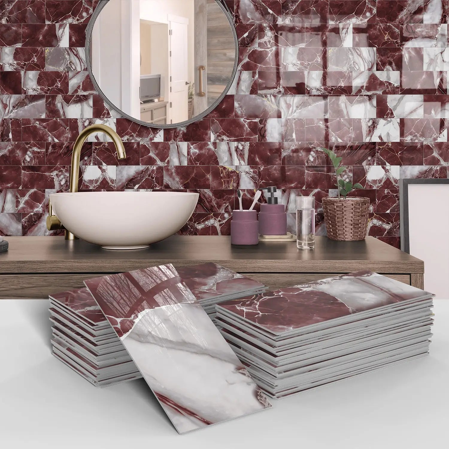 Bộ Decal Gạch Đá 3D Chống Nước - Nhà Bếp & Phòng Tắm - Daisan Mart