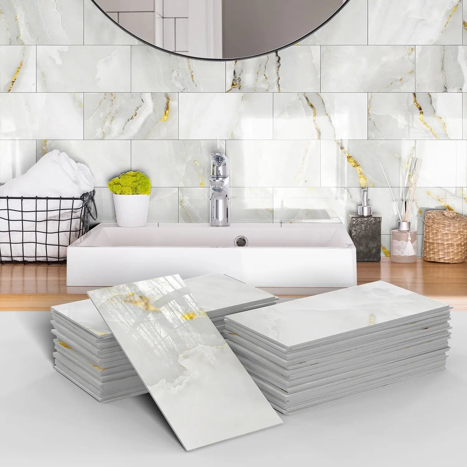 Bộ Decal Gạch Đá 3D Chống Nước - Nhà Bếp & Phòng Tắm - Daisan Mart