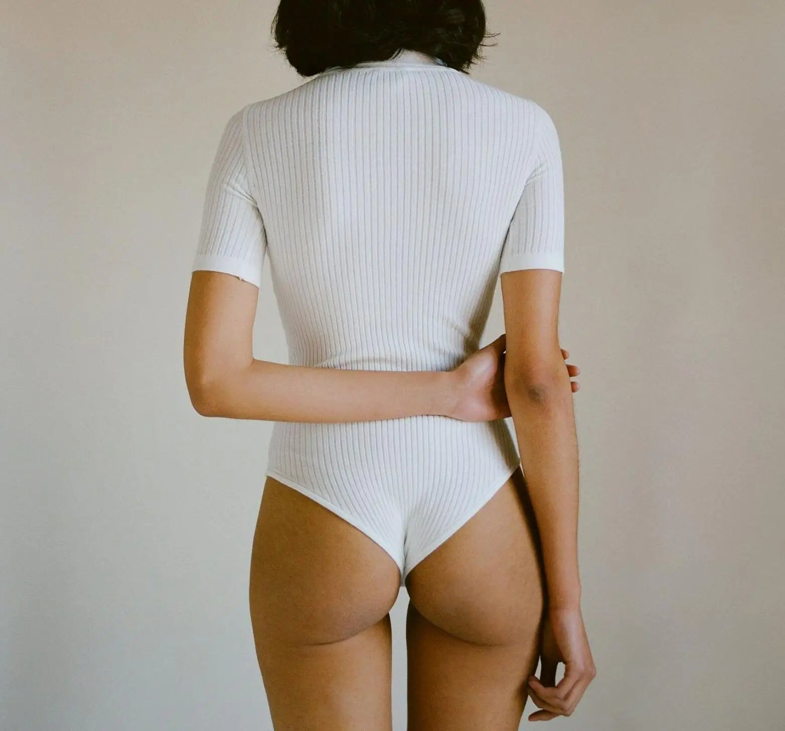 夏季性感POLO領羅紋針織短袖連身衣女式短款連身褲修身連身褲緊身連身褲