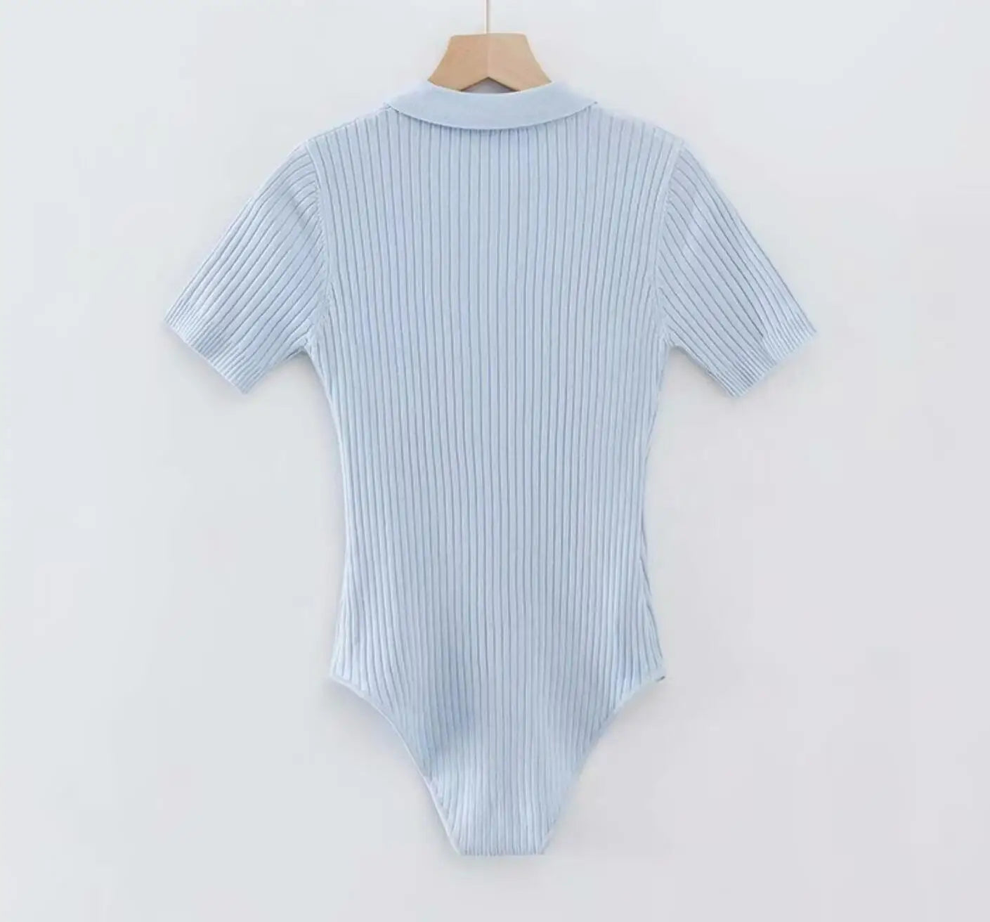 夏季性感POLO領羅紋針織短袖連身衣女式短款連身褲修身連身褲緊身連身褲