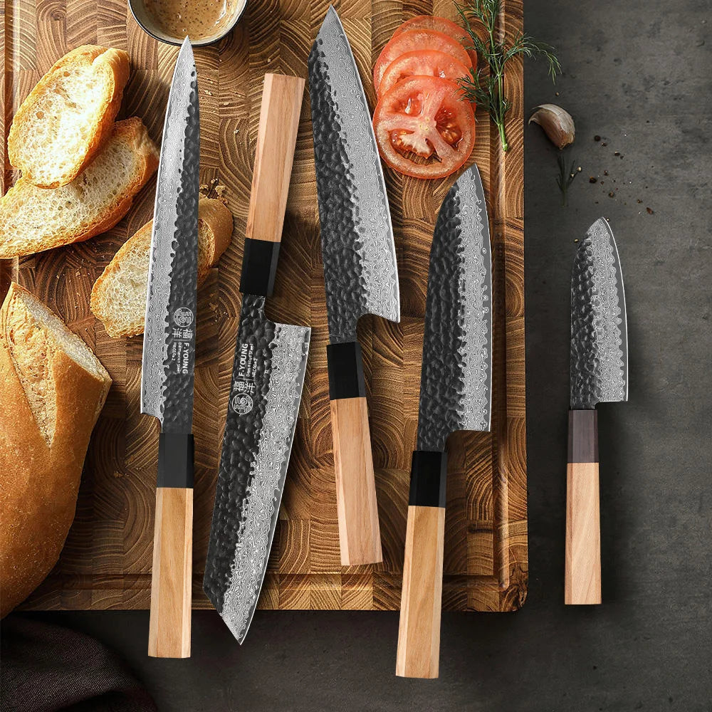 Dao Bếp Nhật F.YOUNG Rèn Tay Thép Damascus Cao Cấp - Daisan Mart