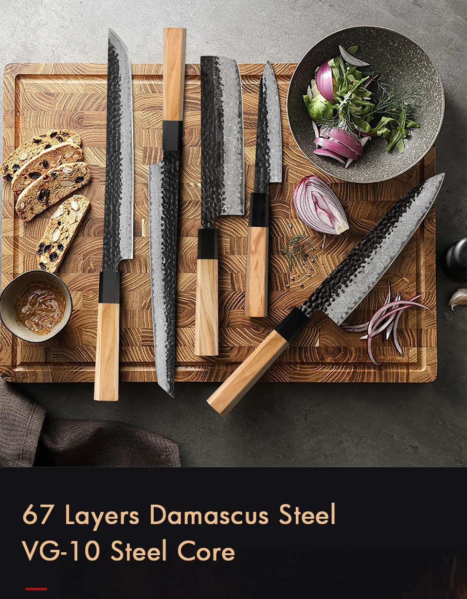Dao Bếp Nhật F.YOUNG Rèn Tay Thép Damascus Cao Cấp - Daisan Mart
