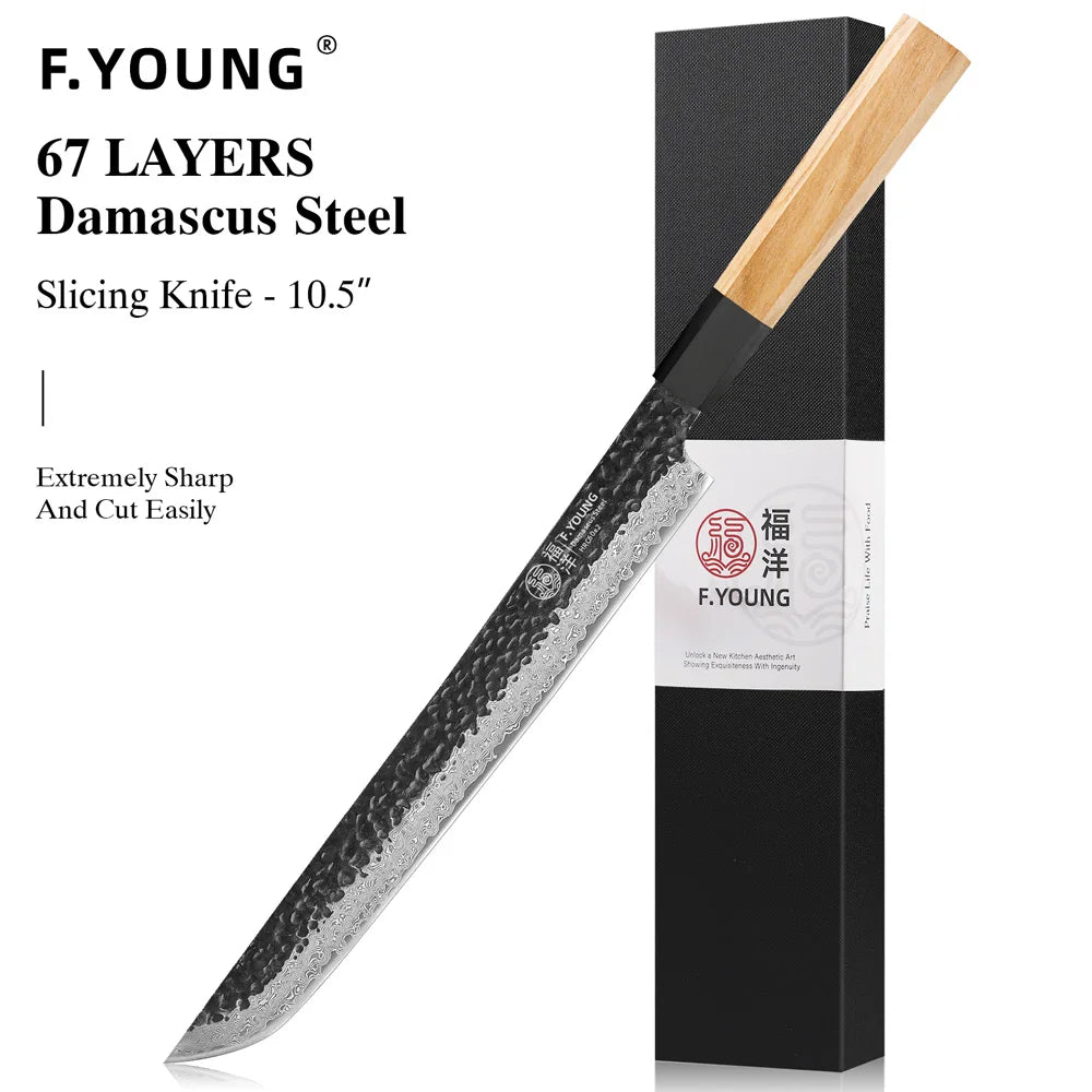 Dao Bếp Nhật F.YOUNG Rèn Tay Thép Damascus Cao Cấp - Daisan Mart