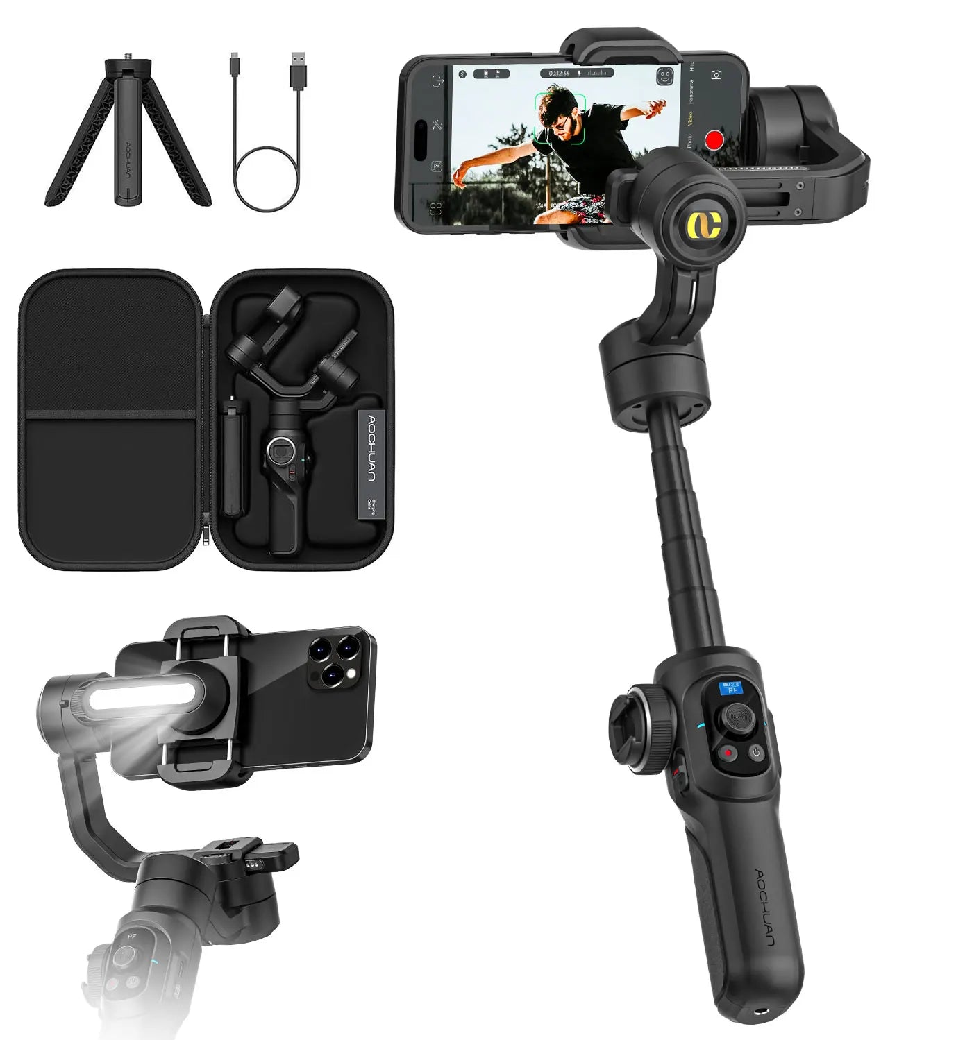 AOCHUAN Smart S2 Kit Professional 3-Axis Handheld Gimbal Stabilizer For IPhone And Android Smartphone Gimbal  Stabilizer shoot - Daisan Mart