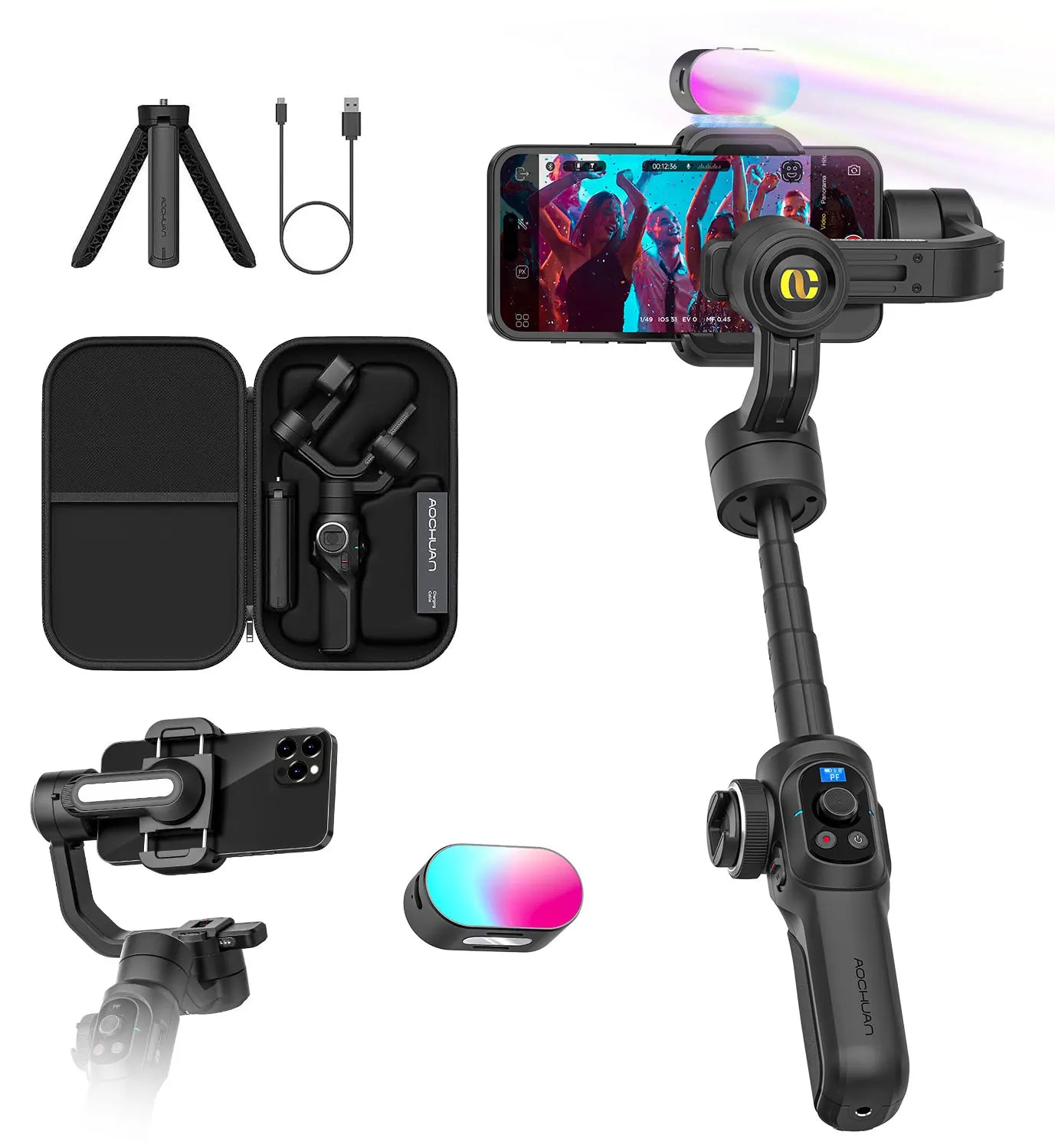 AOCHUAN Smart S2 Kit Professional 3-Axis Handheld Gimbal Stabilizer For IPhone And Android Smartphone Gimbal  Stabilizer shoot - Daisan Mart