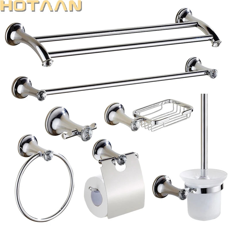 Stainless Steel Chrome Plated Bathroom Hardware Set Towel Rack Toilet Paper Holder Towel Bar Hook Bathroom Accessories Set - Daisan Mart