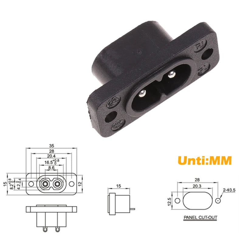 Ổ Cắm Điện C8 AC 2.5A 250V Hình Số 8 35x15mm - Daisan Mart