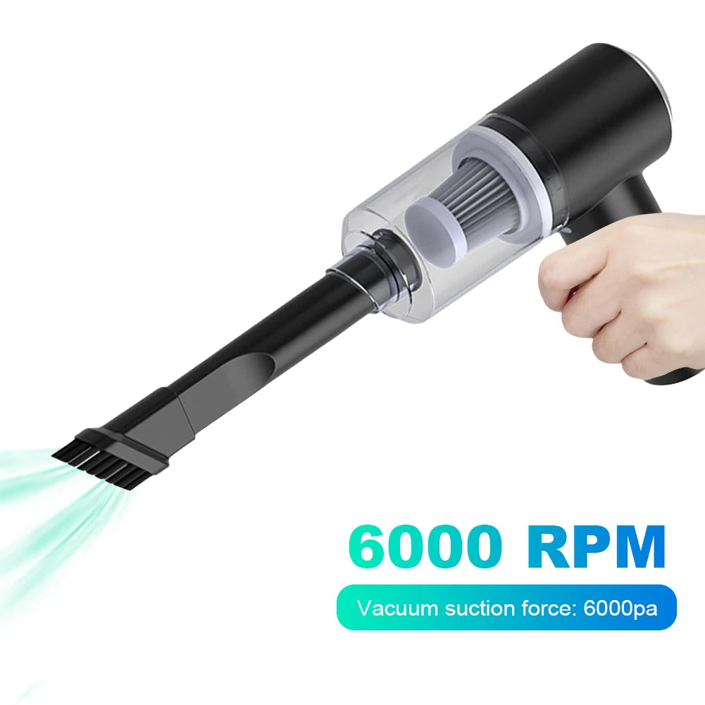 6000Pa Mini Portable Cleaner Strong Suction Powerful Portable Cleaning Machine Dual Use Fully Automatic Power Cleaning Appliance - Daisan Mart