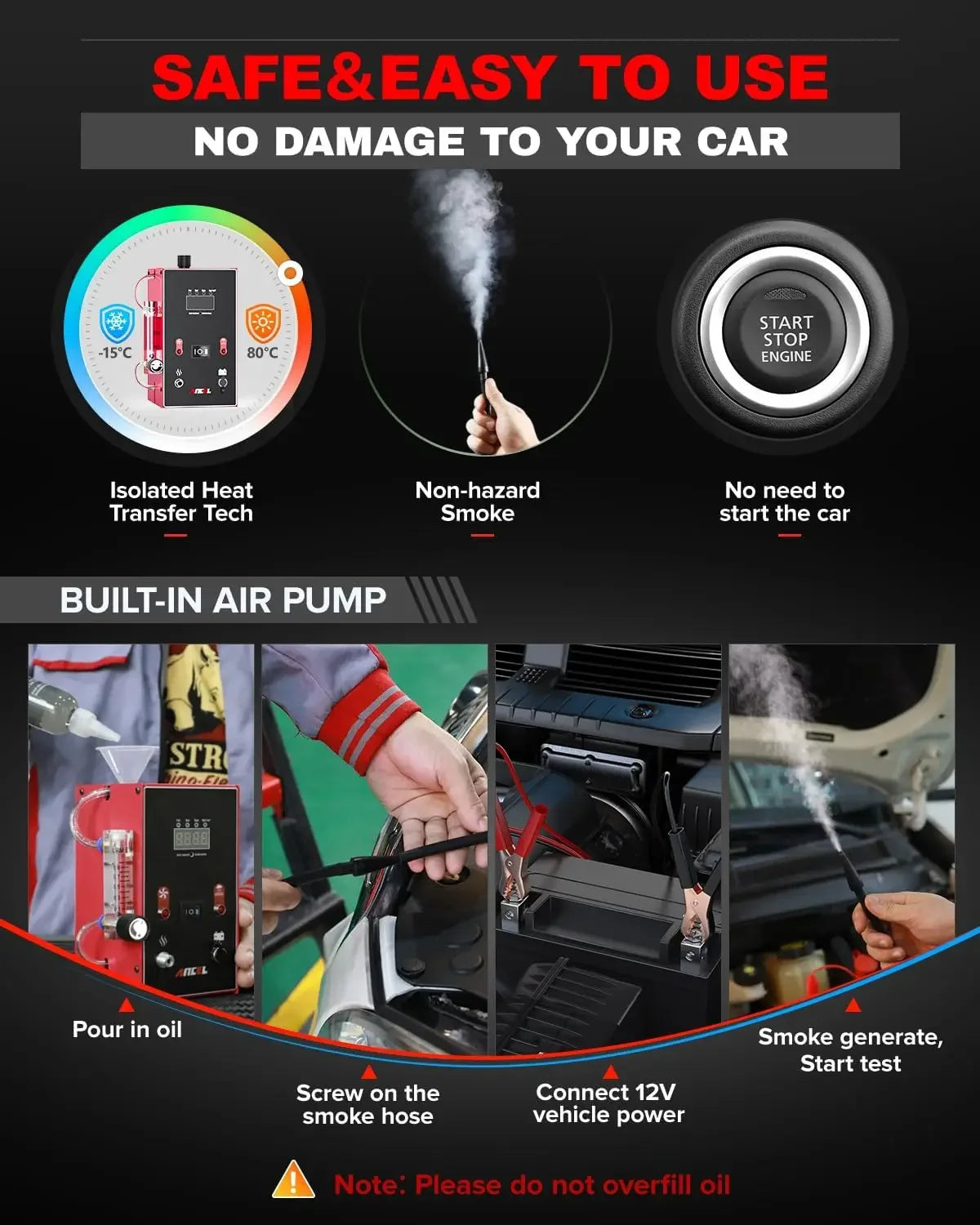 ANCEL L300  Car Smoke Generator with Air Pump Digital Pressure Gauge Smoke Machine EVAP Vacuum Fuel Pipe Oil Leak Detector - Daisan Mart