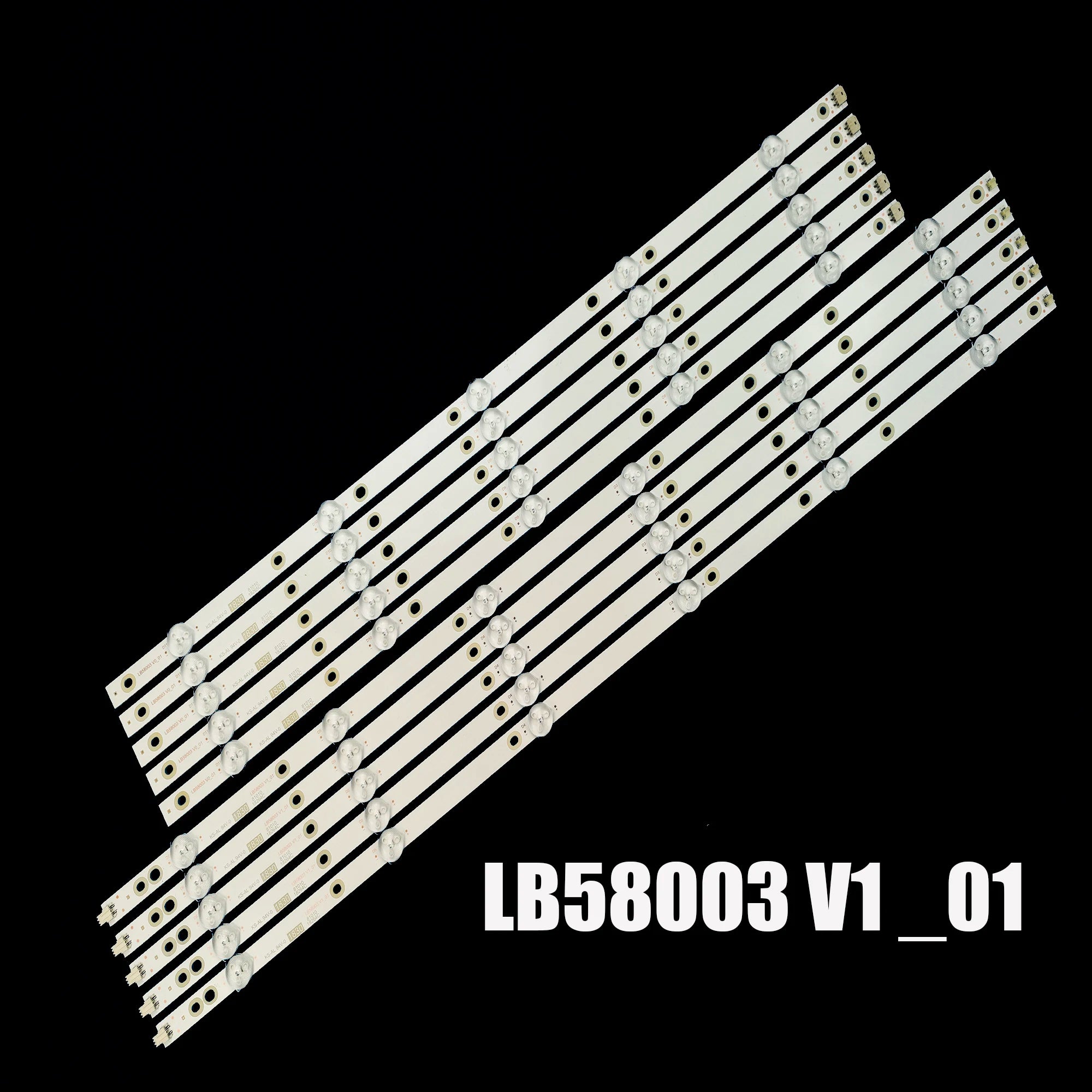 Dải đèn LED trắng, song song trên nền đen, mã LB58003 V1_01.