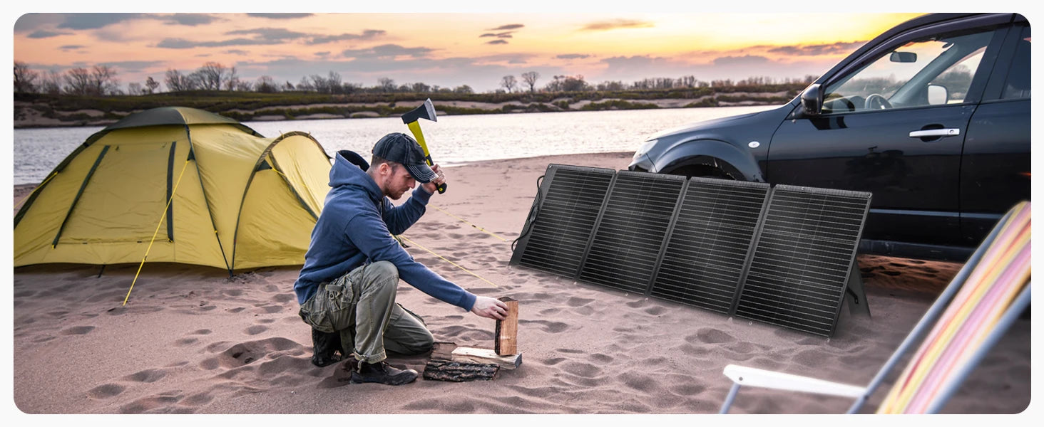CTOLITY 200W Flexible Solar Panel Charger 20.5V ETFE Portable Folding Solar Generator for Camping Travel Boat RV 23% Efficiency - Daisan Mart