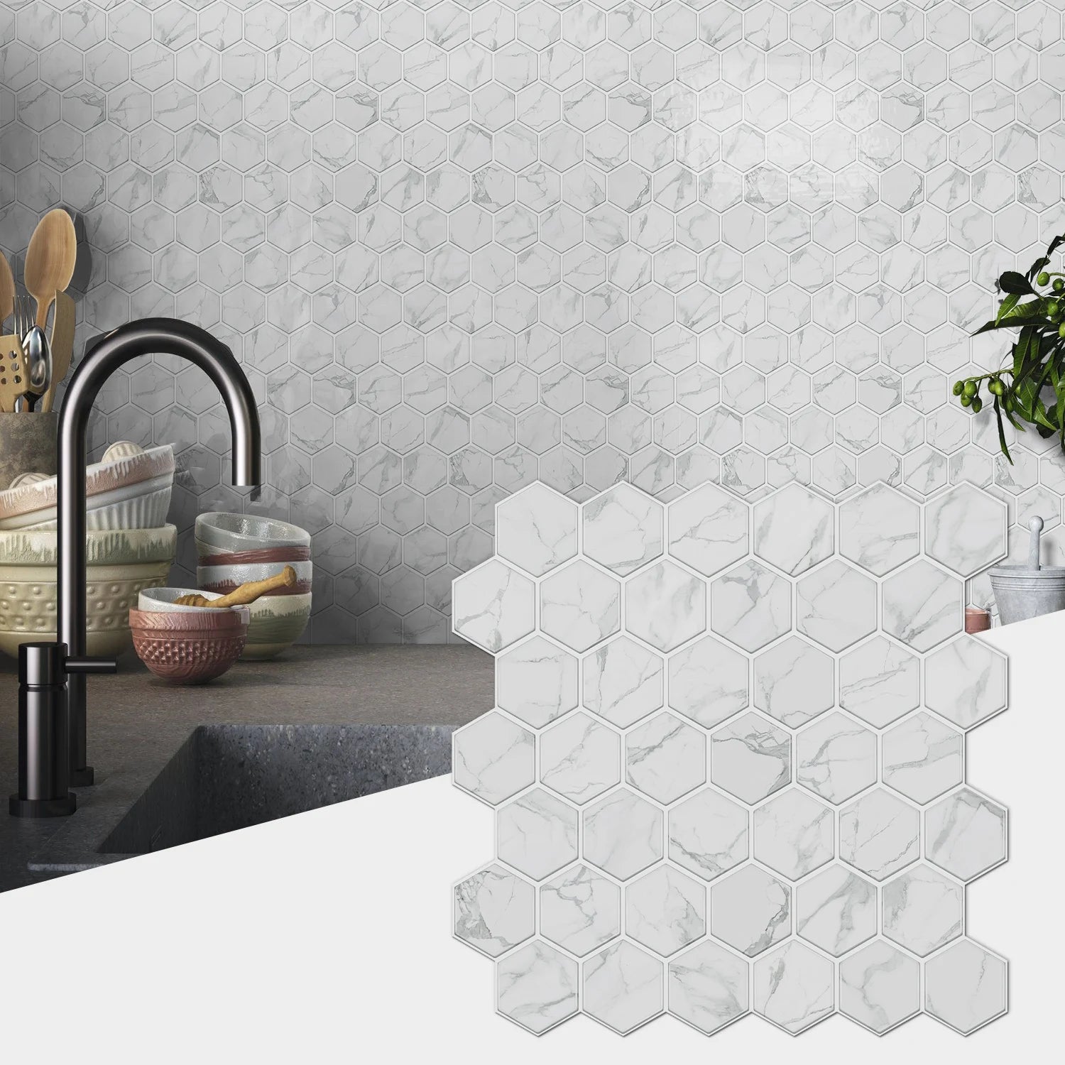 Nhãn dán giả đá cẩm thạch xám chống nước DIY tường - Daisan Mart