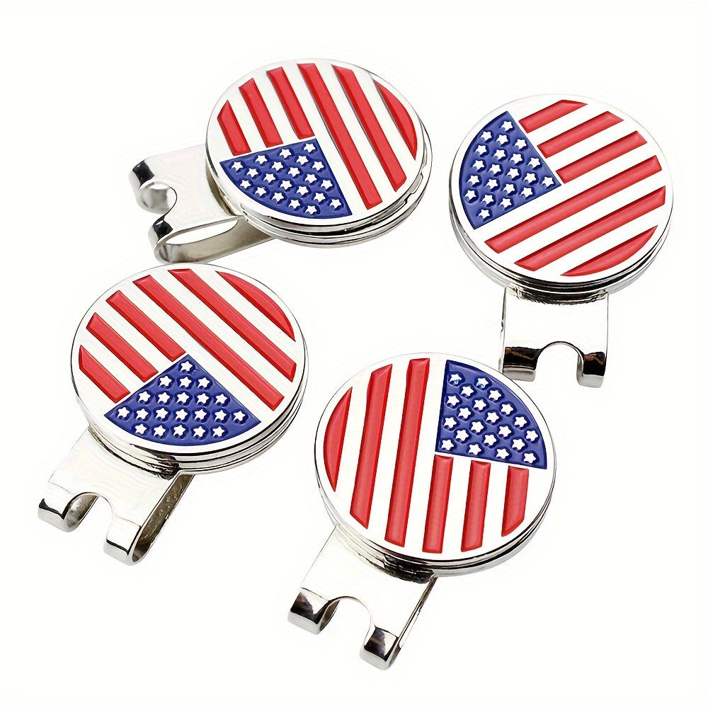 Kẹp Mũ Golf Từ Tính 4PCS - Họa Tiết Cờ Mỹ, Quà Tặng Golf - Daisan Mart