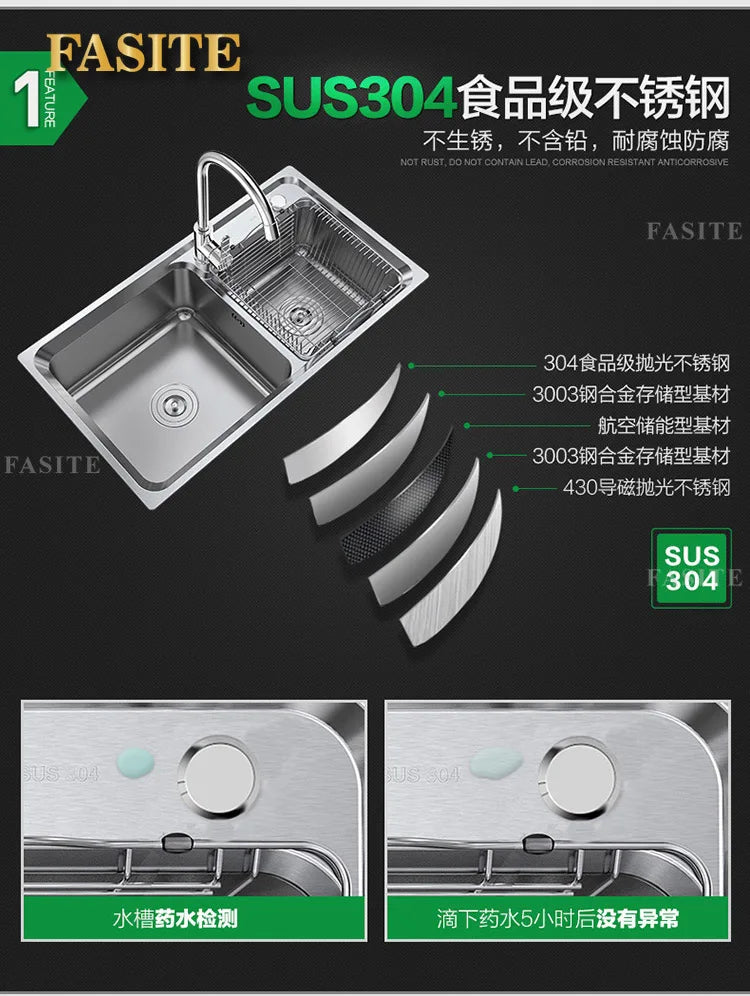 304 stainless steel double sink, kitchen vegetable basin thickened double sink stainless steel dish basin to wash vegetables - Daisan Mart