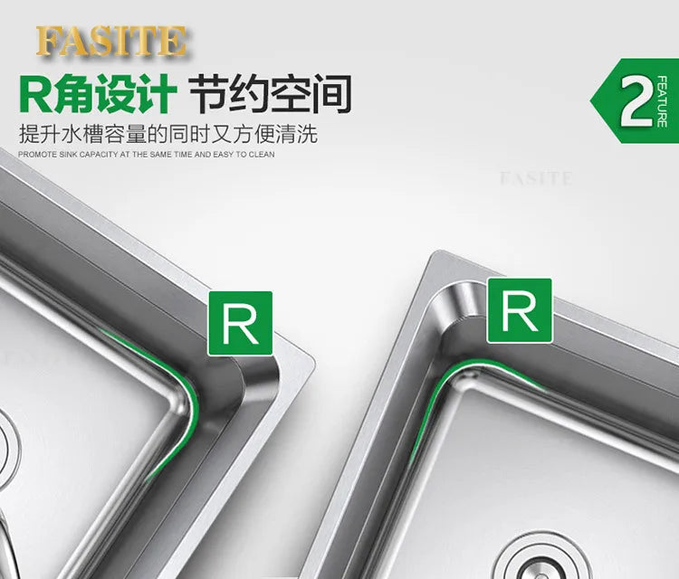 304 stainless steel double sink, kitchen vegetable basin thickened double sink stainless steel dish basin to wash vegetables - Daisan Mart