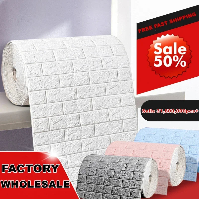 Giấy Dán Tường 3D Gạch Cổ Điển Chống Thấm 70cm - Daisan Mart