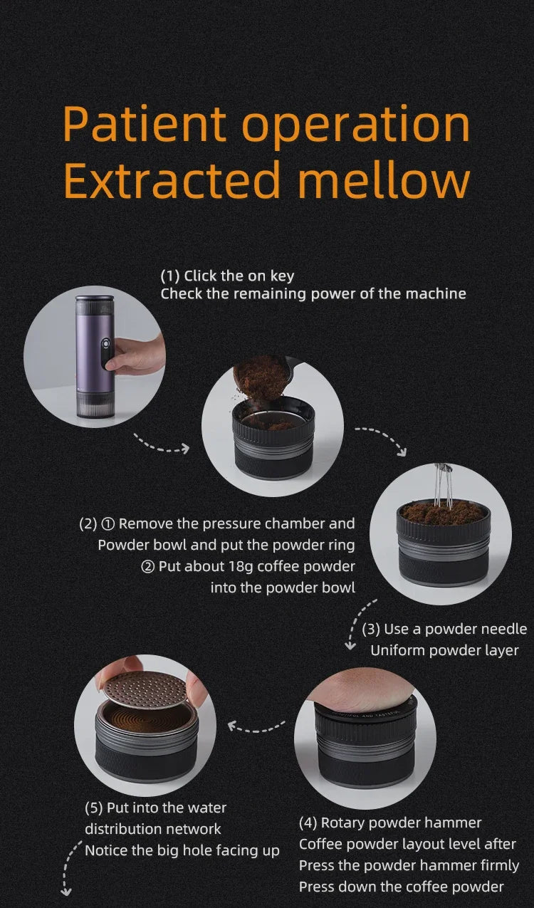Bincoo Portable Electric Espresso Coffee Maker for Camping Wireless Heating Concentrated Extraction Coffee Machine Red Dot Award - Daisan Mart