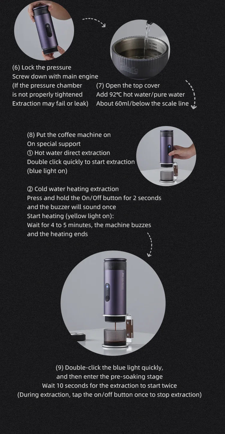 Bincoo Portable Electric Espresso Coffee Maker for Camping Wireless Heating Concentrated Extraction Coffee Machine Red Dot Award - Daisan Mart