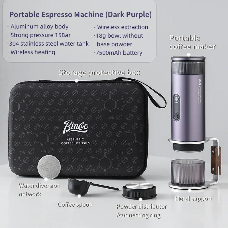 Bincoo Portable Electric Espresso Coffee Maker for Camping Wireless Heating Concentrated Extraction Coffee Machine Red Dot Award - Daisan Mart