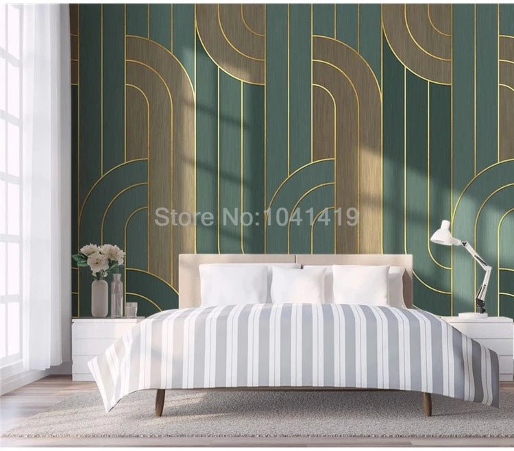 Photo Wallpaper Modern Geometric Abstract Golden Lines Texture Living Room Bedroom Background Wall Painting Papel De Parede 3 D - Daisan Mart